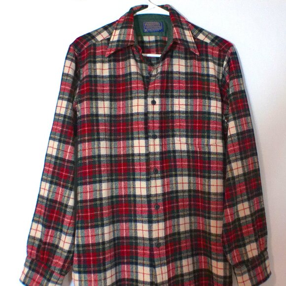 Pendleton Other - Pendleton Wool Flannel Shirt Red Plaid Button Down USA Made Size Small Vintage